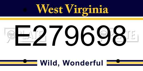 E279698 West Virginia License Plate