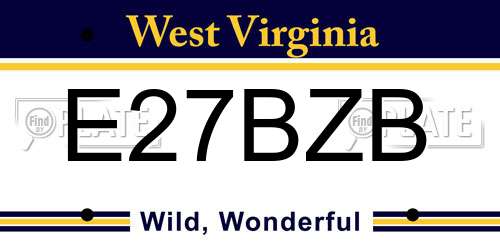 E27BZB West Virginia License Plate