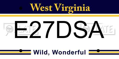 E27DSA West Virginia License Plate
