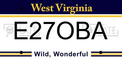 E27OBA West Virginia License Plate