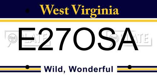 E27OSA West Virginia License Plate