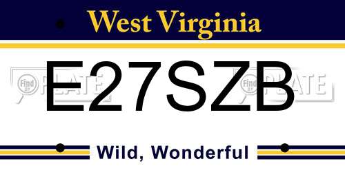 E27SZB West Virginia License Plate