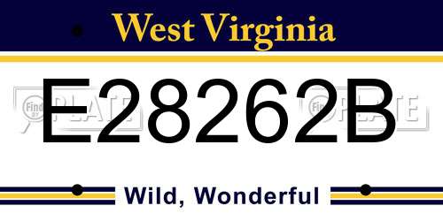 E28262B West Virginia License Plate