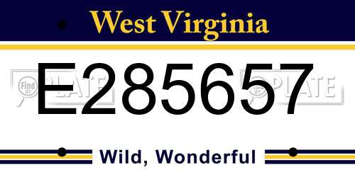 E285657 West Virginia License Plate