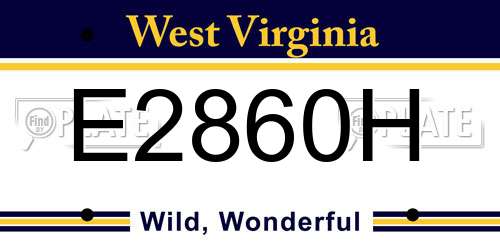 E2860H West Virginia License Plate