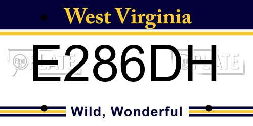 E286DH West Virginia License Plate