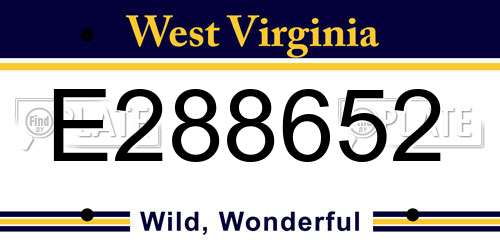 E288652 West Virginia License Plate