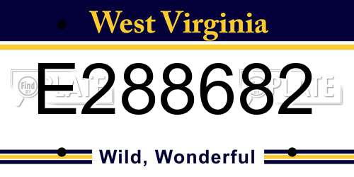 E288682 West Virginia License Plate