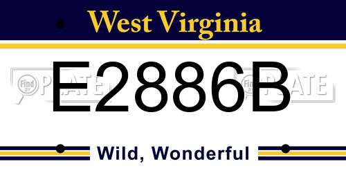 E2886B West Virginia License Plate