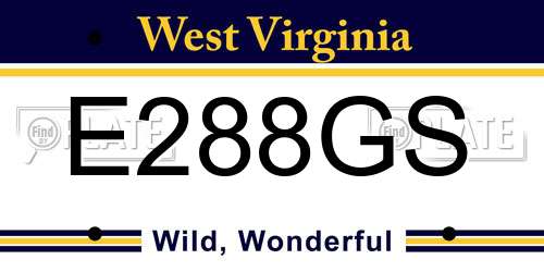 E288GS West Virginia License Plate