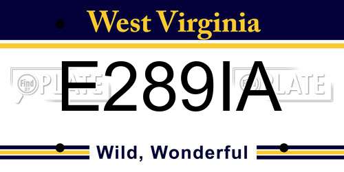 E289IA West Virginia License Plate