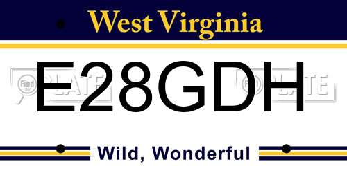 E28GDH West Virginia License Plate