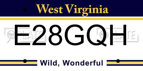 E28GQH West Virginia License Plate