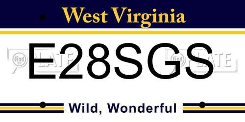 E28SGS West Virginia License Plate