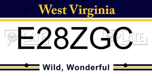 E28ZGC West Virginia License Plate