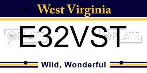 E32VST West Virginia License Plate