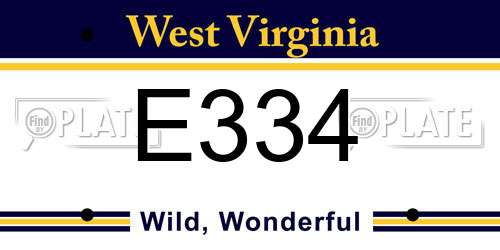 E334 West Virginia License Plate