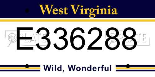 E336288 West Virginia License Plate