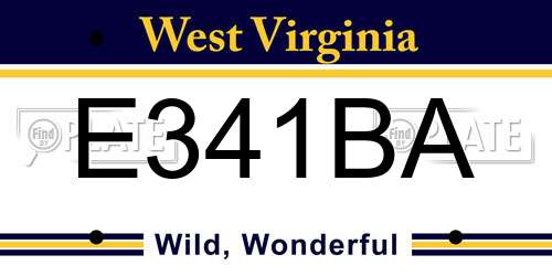 E341BA West Virginia License Plate