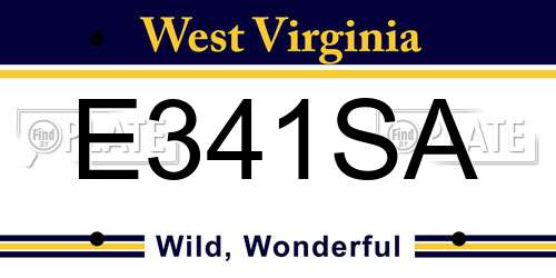 E341SA West Virginia License Plate