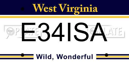 E34ISA West Virginia License Plate