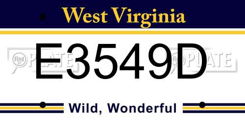 E3549D West Virginia License Plate
