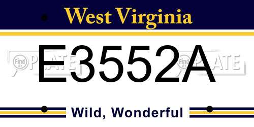 E3552A West Virginia License Plate