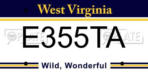 E355TA West Virginia License Plate