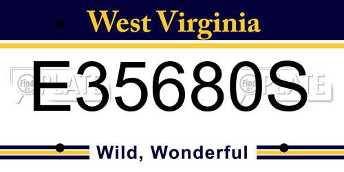E35680S West Virginia License Plate