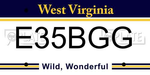 E35BGG West Virginia License Plate