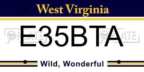 E35BTA West Virginia License Plate