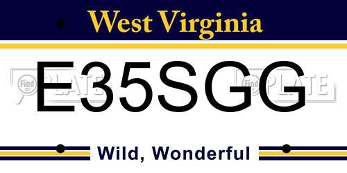 E35SGG West Virginia License Plate