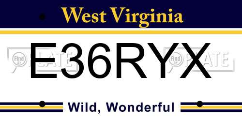 E36RYX West Virginia License Plate