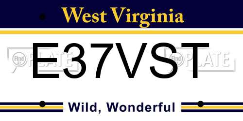E37VST West Virginia License Plate