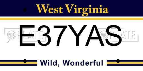 E37YAS West Virginia License Plate