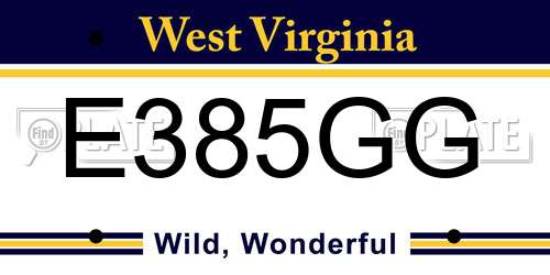 E385GG West Virginia License Plate