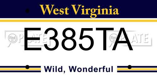 E385TA West Virginia License Plate