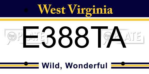 E388TA West Virginia License Plate