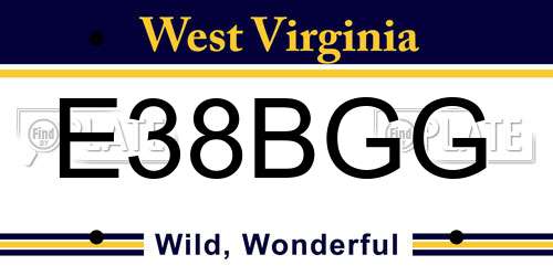 E38BGG West Virginia License Plate