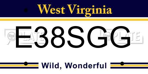 E38SGG West Virginia License Plate