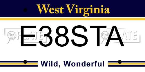 E38STA West Virginia License Plate