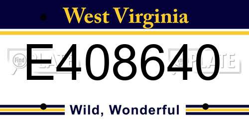 E408640 West Virginia License Plate