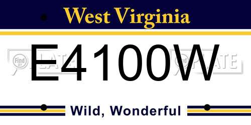 E4100W West Virginia License Plate