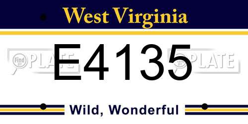 E4135 West Virginia License Plate