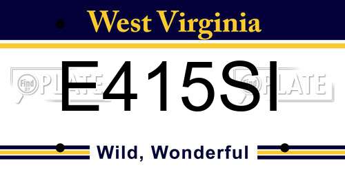 E415SI West Virginia License Plate