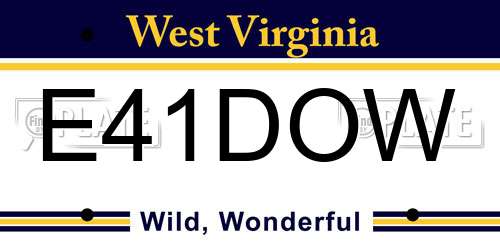 E41DOW West Virginia License Plate