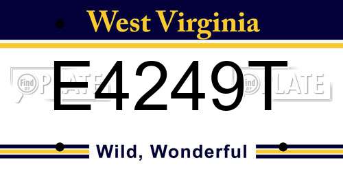E4249T West Virginia License Plate