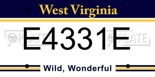 E4331E West Virginia License Plate