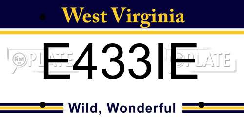 E433IE West Virginia License Plate