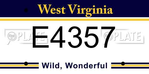 E4357 West Virginia License Plate